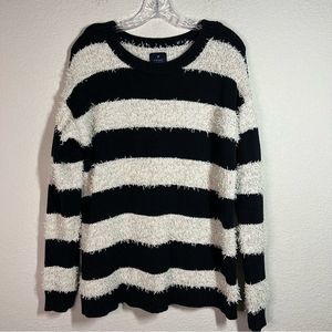American Eagle Outfitters Black Cream Stripe Vintage Boyfriend Sweater Women's S